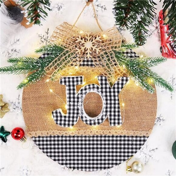 Merry Christmas Sign - Buffalo Plaid Christmas, Front Door Christmas Decorations - Picture 4 of 7